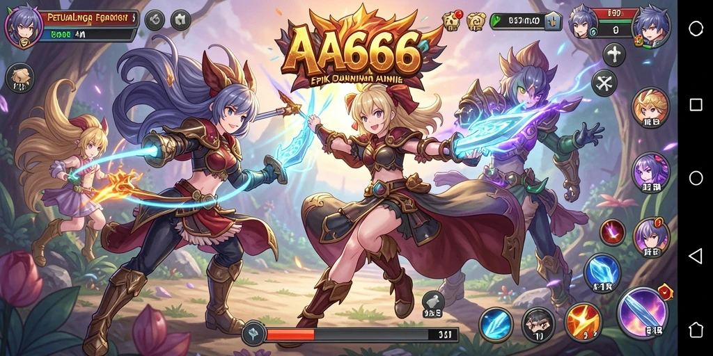 Menampilkan aksi seru dalam game Anime AA666.
