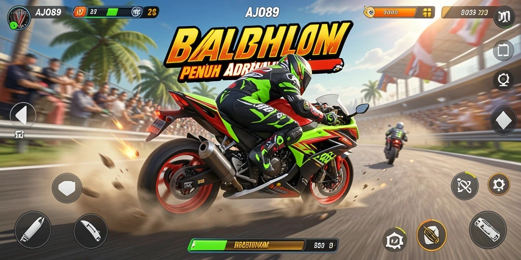 Tampilan gameplay menegangkan dari AJO89 saat balapan di trek.