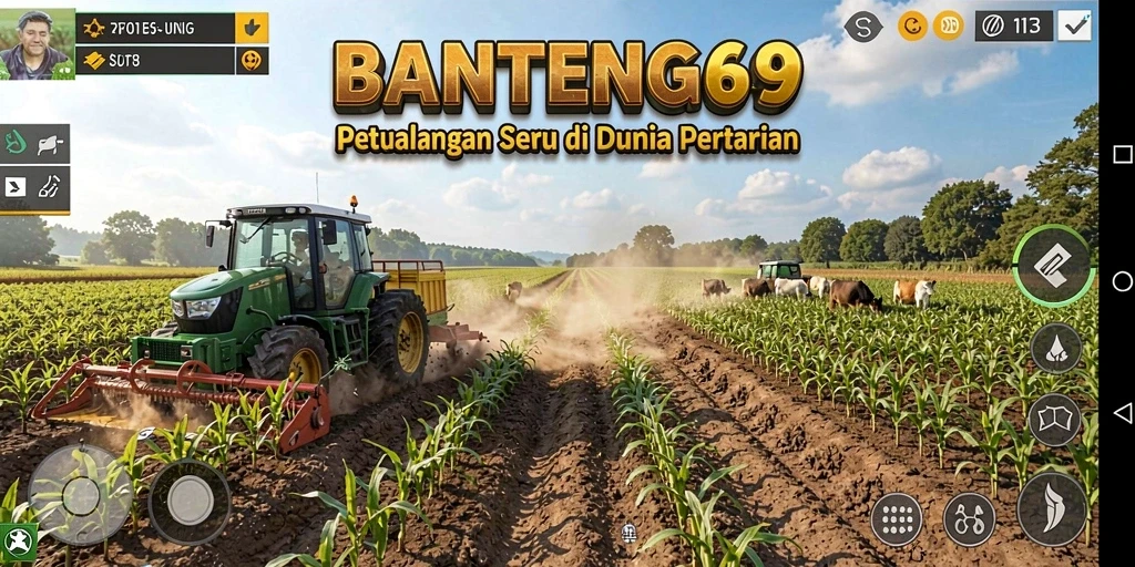 Gameplay seru BANTENG69 dengan berbagai aktivitas pertanian.