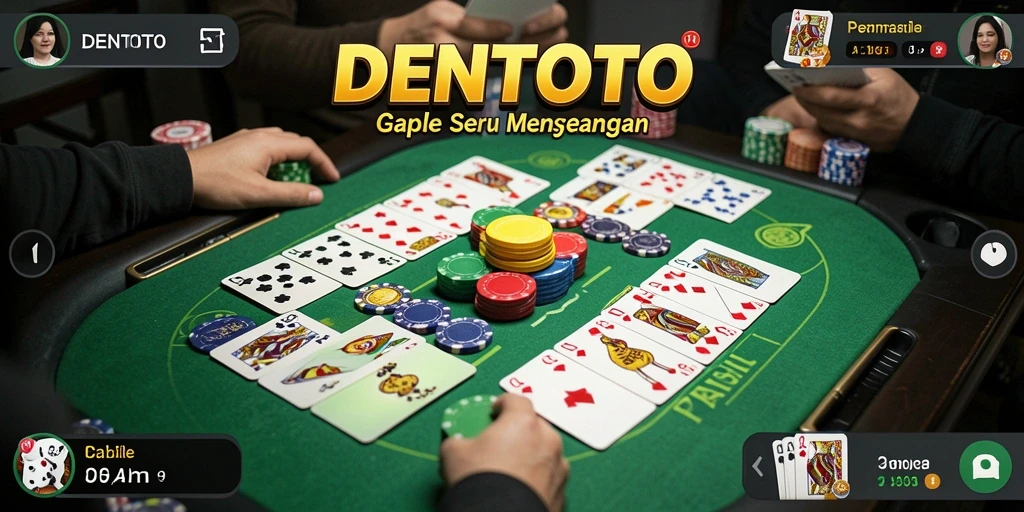 Screenshot gameplay DENTOTO yang menampilkan permainan Gaple seru.