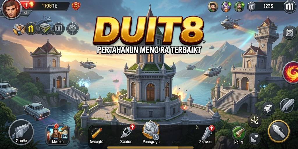Tangkapan layar menunjukkan aksi seru gameplay Tower Defense di DUIT8.