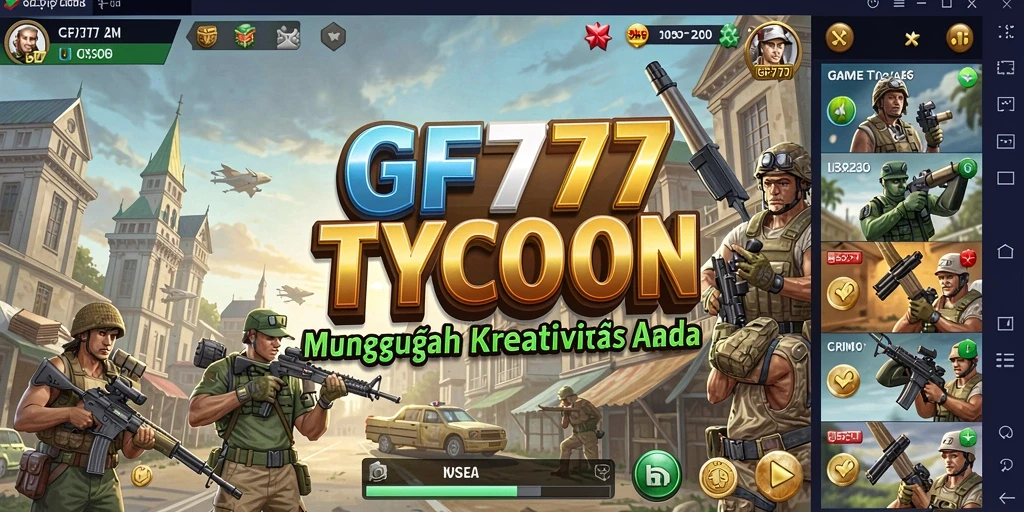 Screenshot utama GF777 menampilkan gameplay Tycoon yang menarik.