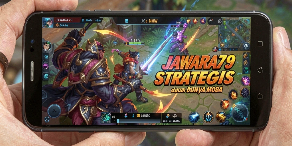 Gameplay seru JAWARA79 dengan pertarungan intens di arena MOBA.