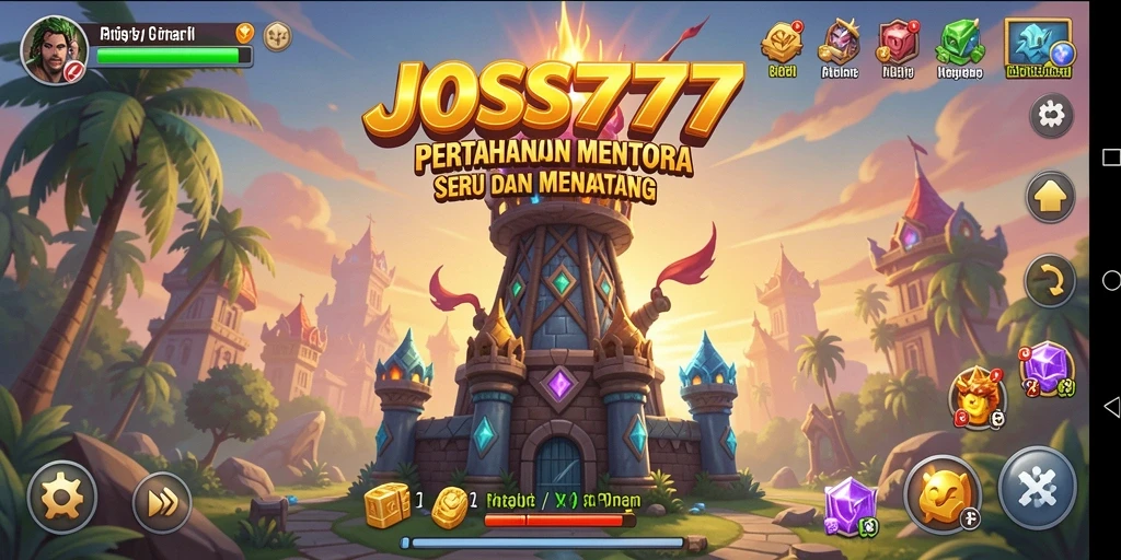 Tangkapan layar gameplay JOSS777 menampilkan aksi menara pertahanan yang mendebarkan.