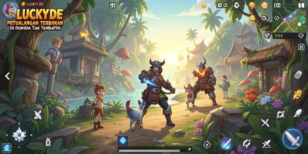 Gameplay LUCKYDF menampilkan eksplorasi mendalam di dunia terbuka.