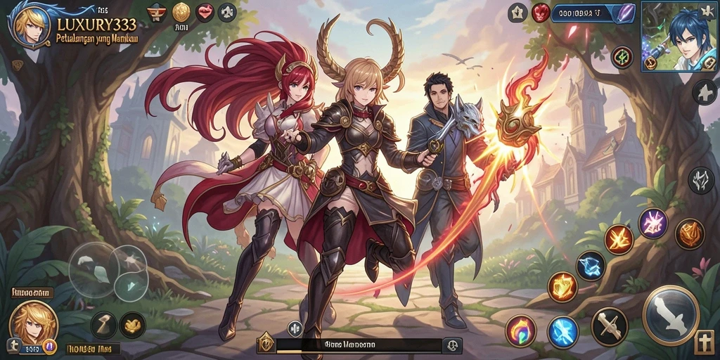 Screenshot gameplay menampilkan karakter anime dalam pertempuran yang dinamis.