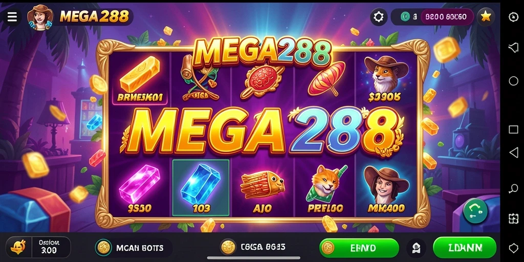Screenshot gameplay MEGA288 menunjukkan keseruan bermain slot dengan grafis yang memukau.