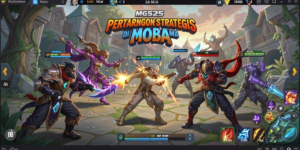 Tampilan gameplay MG525 dengan pertarungan MOBA yang seru.