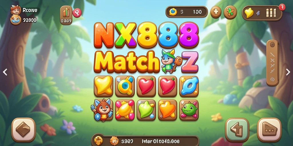 Screenshot utama NX888 menampilkan gameplay menegangkan dari permainan Match-3.