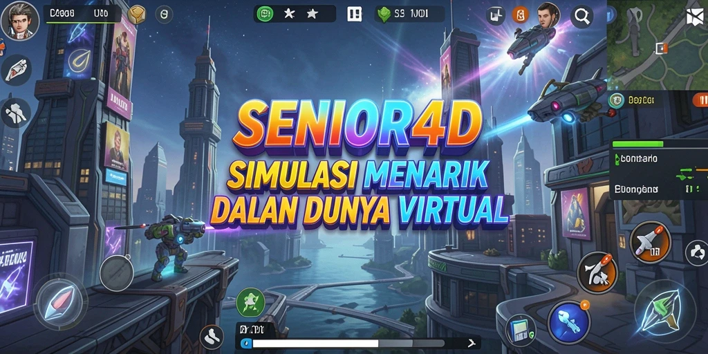 Tampilan utama gameplay SENIOR4D yang menampilkan simulasi interaktif.