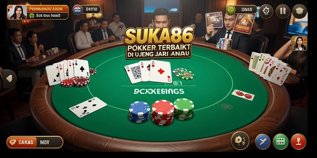 Screenshot gameplay SUKA86 dengan aksi poker yang seru.