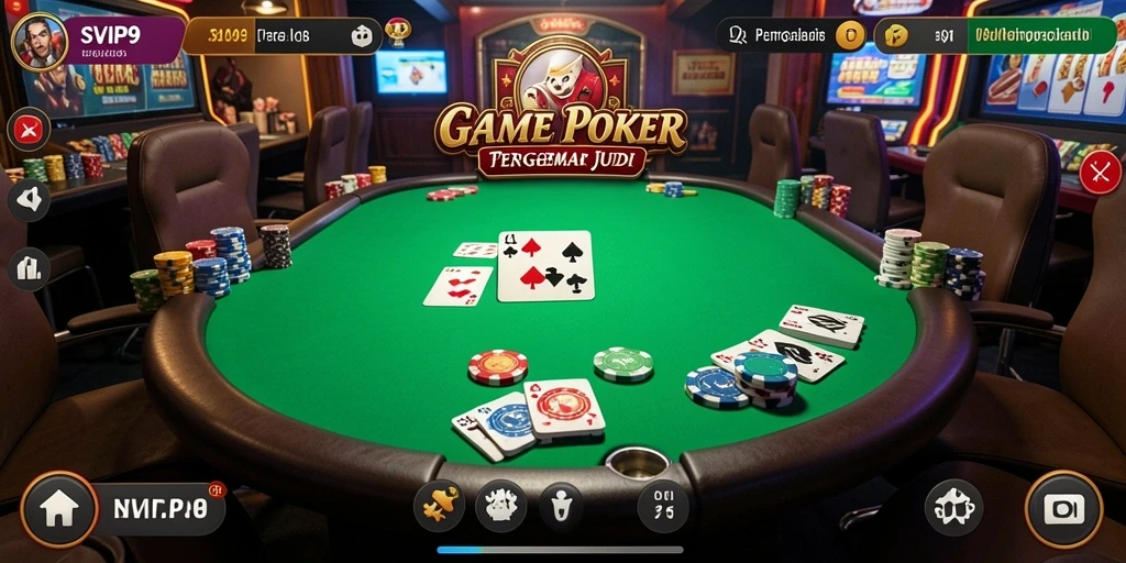 Tampilan gameplay menarik dengan meja poker online.