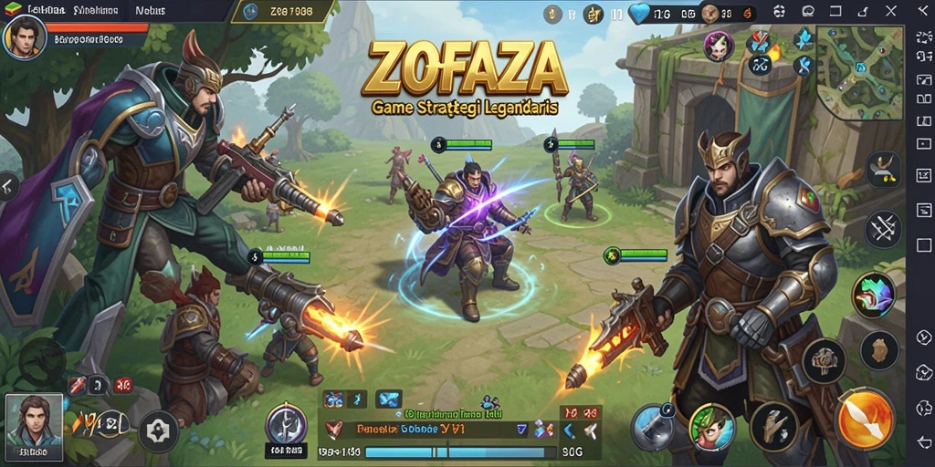 Tampilan gameplay menakjubkan dalam ZOFAZA yang menampilkan strategi SLG.